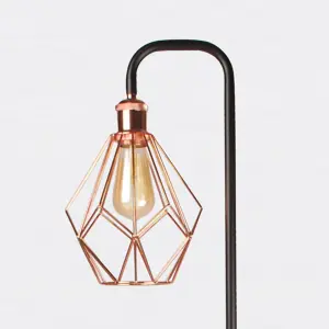 First Choice Lighting Matt Black & Copper Geometric Floor Lamp