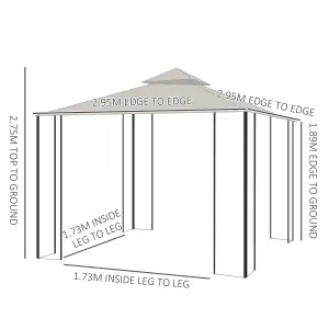 Outsunny Gazebo Party Tent Canopy Sun Shade for Patio Garden Beige 3x3(m)