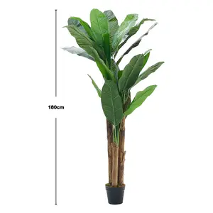 3 Trunk Artificial Banana Tree Fake Plant Indoor Plant in Black Pot 180 cm