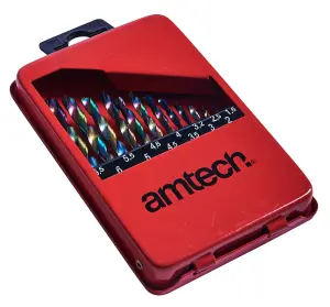 Amtech F1122 13 Piece Titanium coated high speed steel (HSS) drill bit set