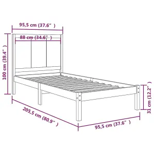 Berkfield Bed Frame Solid Wood Pine 90x200 cm