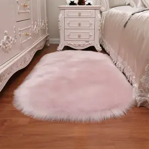 Pink Oval Soft Shaggy Rug Kids Rooms Decor Floor Rugs Rugs For Living Room 90cm L x 60 cm W