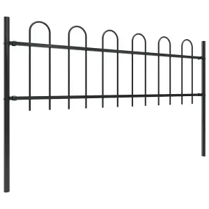 Berkfield Garden Fence with Hoop Top Steel 11.9x0.6 m Black