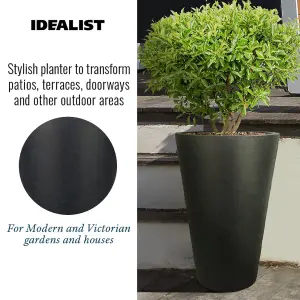 Set of 2 IDEALIST™ 51cm Tall Planter, Dark Grey Reinforced Stone Round Garden Planters, Outdoor Plant Pots H51 D32 cm, 41L