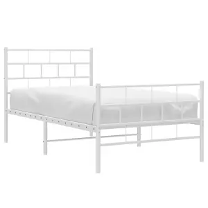 Berkfield Metal Bed Frame with Headboard and Footboard White 107x203 cm