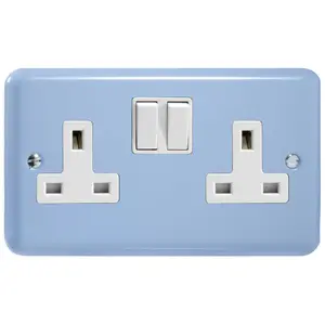 Varilight 2-Gang 13A Double Pole Switched Socket Duck Egg Blue