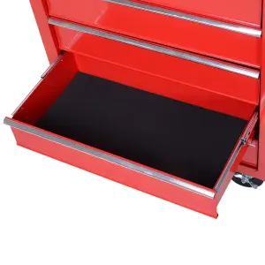 DURHAND Roller Tool Cabinet Stoarge Box 5 Drawers Garage Workshop Chest Red