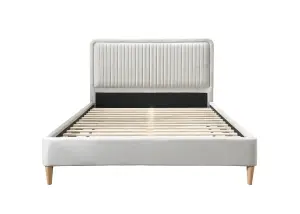 Double Bed Frame Beige Birlea Marmont Warm Stone Fabric 4FT6 135cm