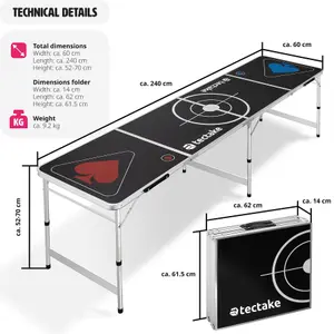 Drink Pong Table - foldable, height-adjustable, includes cups