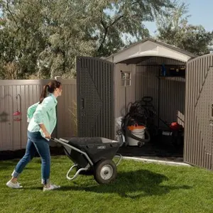 Lifetime 7 Ft. x 7 Ft. High-Density Polyethylene Outdoor Storage Shed with Steel-Reinforced Construction