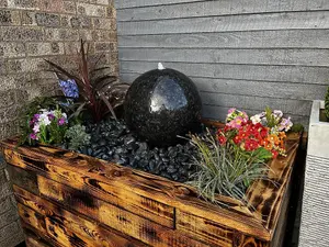 Granite Polished Sphere 40cm Natural Stone Solar Water Feature