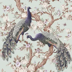 Laura Ashley Belvedere Duck egg Peacock Smooth Wallpaper