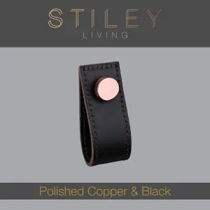 Brown Leather Handle With Knurling Fixing - Polished Copper