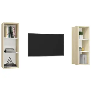 Berkfield Wall-mounted TV Cabinets 2 pcs White and Sonoma Oak Engineered Wood