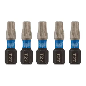 Draper Expert TX-STAR Impact Screwdriver Bits, T27 x 25mm, 1/4" Hex (Pack of 5) 05495