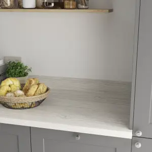 GoodHome 38mm Kala Matt White Oak effect Laminate & particle board Square edge Kitchen Worktop, (L)3000mm