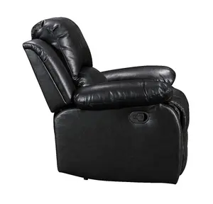 Recliner Manual Chair in Black Faux Leather