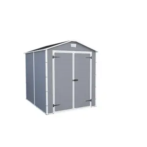 Keter Manor 8x6 ft Gable Grey Plastic 2 door Shed with floor