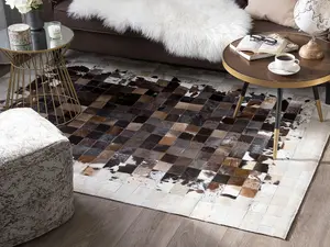 Cowhide Area Rug 160 x 230 cm Brown with Beige OKCULU