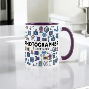 Photographer Mug - Humorous Photography & Film Themed Novelty Gifts - Tea/Coffee Hot Drinks Purple Ceramic Cup Present