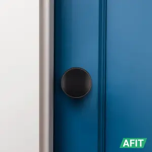 AFIT Lined Door Knob Set Matt Black - 2 Pairs of Mortice Knobs (55mm) & Latch (76mm) for Internal Doors