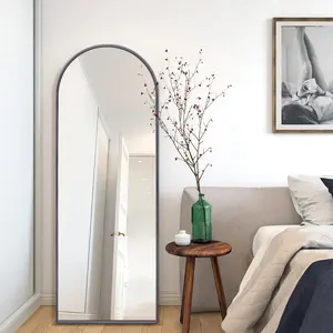 Salma Metal Flat Mirror Gunmetal/Bevel Edge / 170cm H x 61cm W