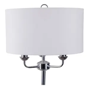 First Choice Lighting 3 Light Chrome Floor Standard Light with Light Cream Fabric Shade