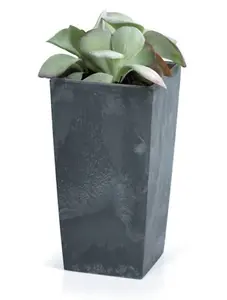 Tall Planter Plant Pot Square Concrete Effect Flower Indoor Outdoor Garden Patio H50cm/W26,5cm Anthracite