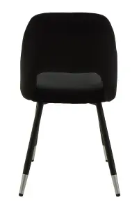 Black Velvet Dining Chair, Velvet Upholstery Accent Dining Table Chair, Tapered Back Living Room Chair