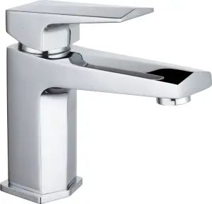 Square Mono Basin Tap & Push Button Waste - Chrome