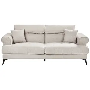 3 Seater Fabric Sofa Taupe SKIVE