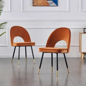 Zackery Velvet Upholstered Dining Chair (Set of 2) Orange