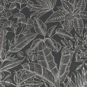 Boutique Paradise Black Smooth Wallpaper Sample