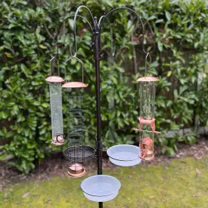 Deluxe Complete Metal Bird Feeding Station with Large Copper Style Feeders