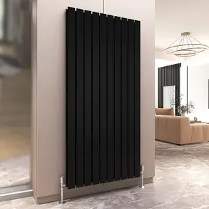 Designer Flat Panel Double Radiator 1600x680 Black by MCC