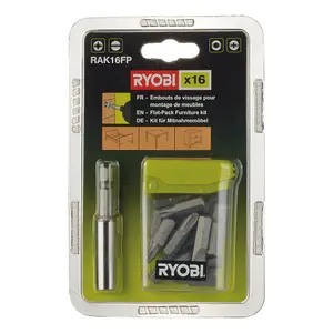 Ryobi 16 Piece 'Flat Pack Furniture' Screwdriver Bit Set - RAK16FP