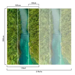 Grandeco Aerial River View 3 panel Repeatable Wallpaper Mural 159 x 280cm