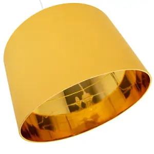 Contemporary Ochre Cotton 20 Floor/Pendant Lamp Shade with Shiny Gold Inner