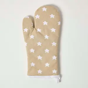 Homescapes Cotton Stars Beige White Oven Glove