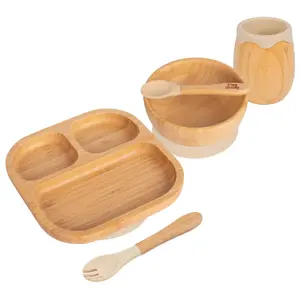 5pc Bamboo Segmented Baby Weaning Set - Beige