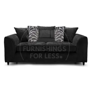 Zina Black Chenille Fabric 3 + 2 Seater Sofa Suite