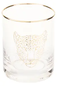 Interiors by Premier Loepard Print Glass Tumbler, Handcrafted 380ml Tall Tumbler Glassware, Safari-Inspired Tumbler For Wine