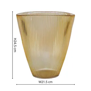 Amber Ribbed Vase H24.5Cm W21.5Cm