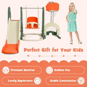 Costway Toddler Slide and Swing Set 6 in 1 Kids Climber Basketball Football Golf Playset