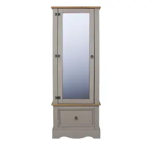 Premium Corona Grey, armoire with mirrored door and drawer.