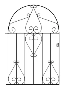 CLEVE Metal Scroll Low Bow Top Garden Gate 914mm GAP x 1219mm High CLBZP52