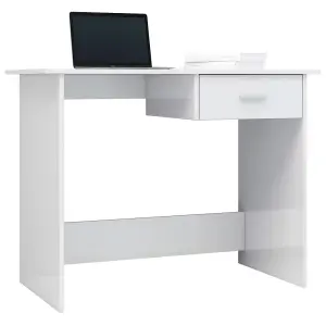 Berkfield Desk High Gloss White 100x50x76 cm Engineered Wood