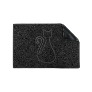 Cat Small Embossed Doormat in Black