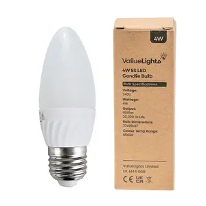 4 Pack E27 White Candle LED 4W Cool White 6500K 400lm Light Bulb