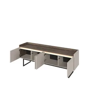 Chic Sand Beige & Oak Lago 5 TV Cabinet W1660mm H600mm D400mm - Stylish Storage, Modern Design